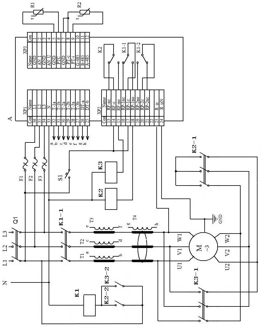 Star-delta starting connection diagram