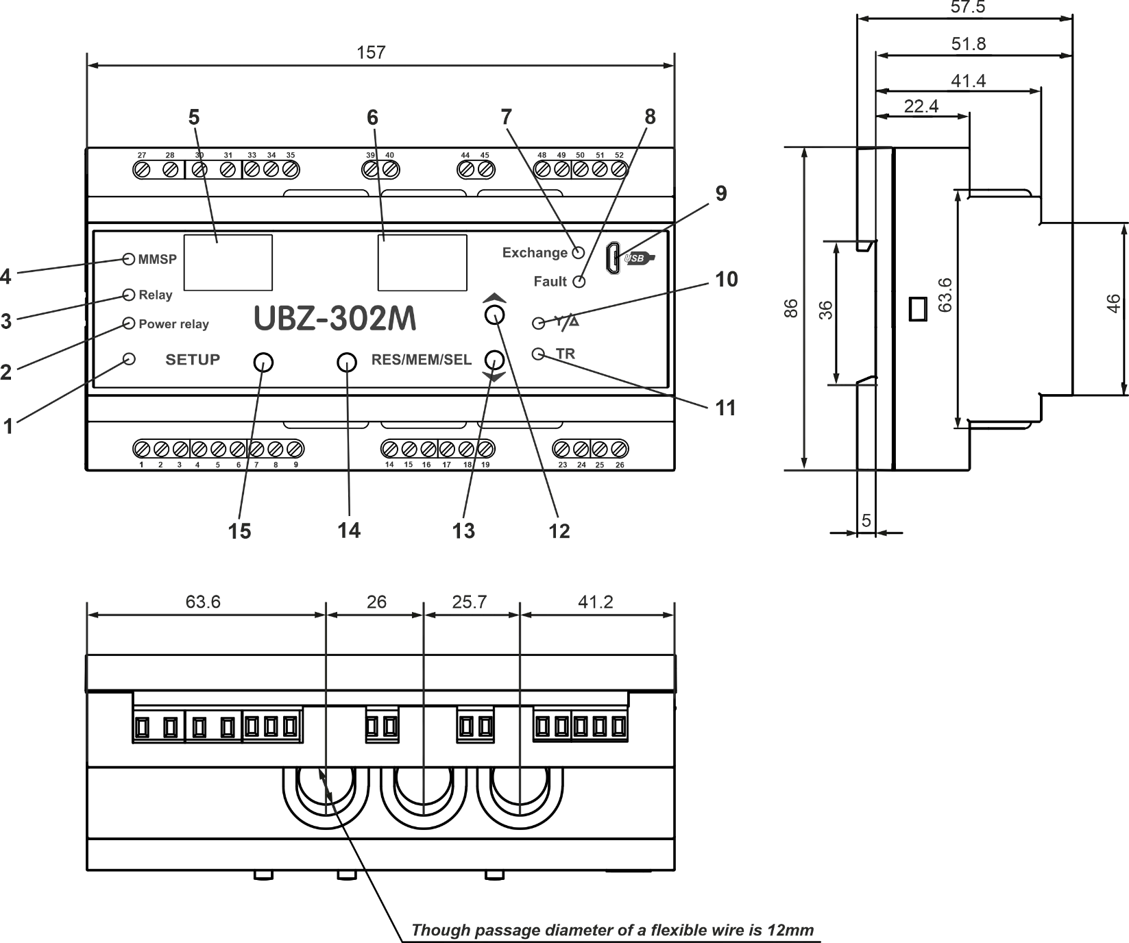 UBZ-302M Dimensions