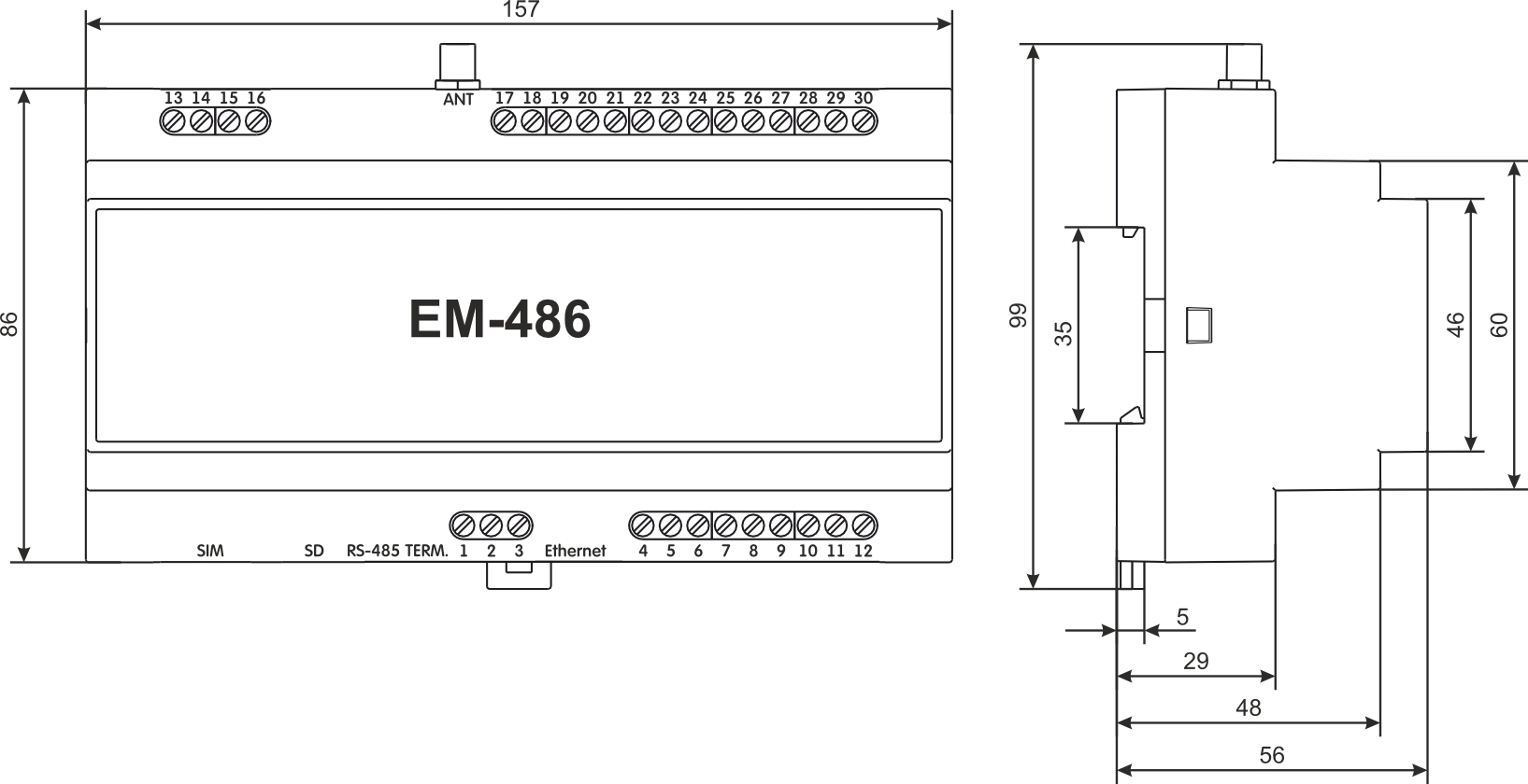 EM-486 overall dimensions