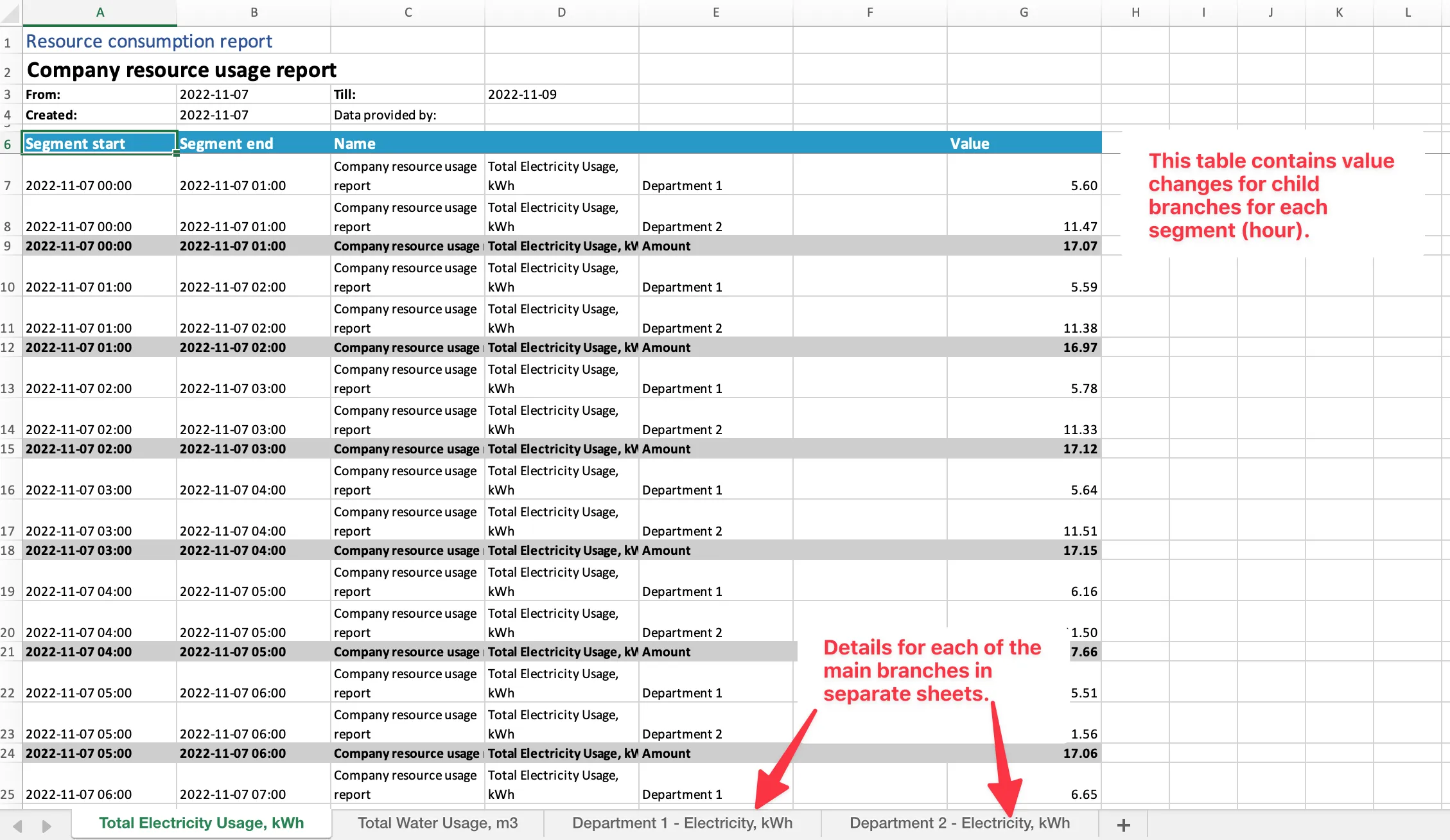 Detailed report XLSX