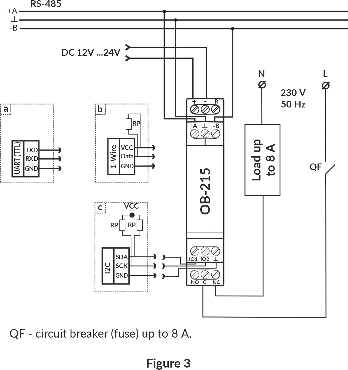 OB-215 connection diagram for digital sensors