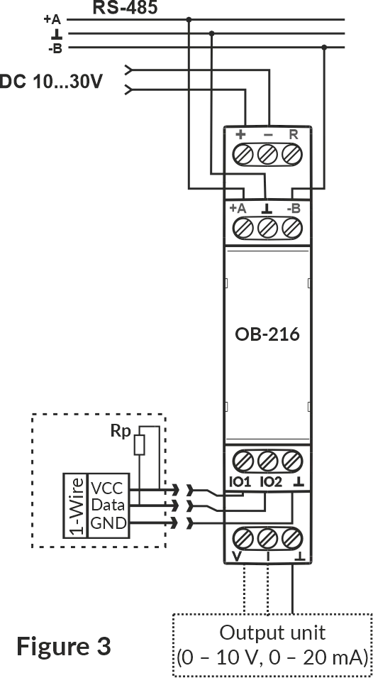 Wiring diagram for operation with digital sensors