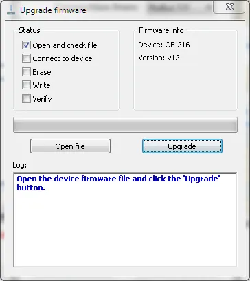 The firmware update window