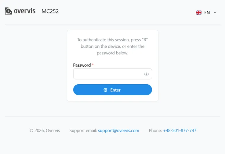 Login page