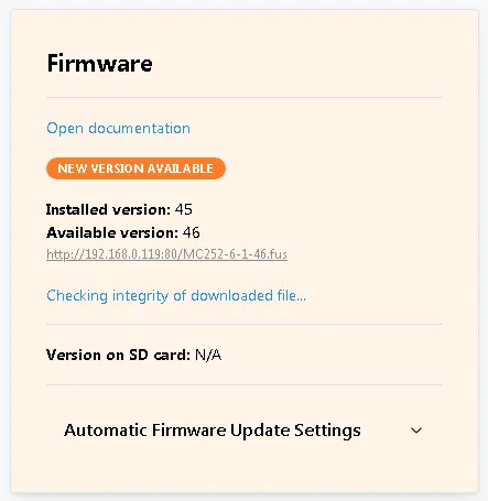 The downloaded firmware update file check