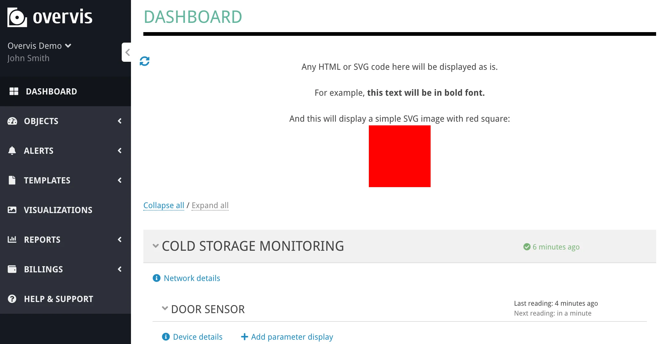 Simple visualization on main dashboard