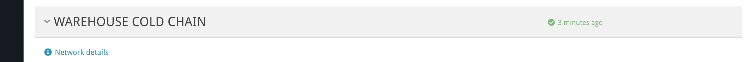 A network panel header showing connection status and alert indicator