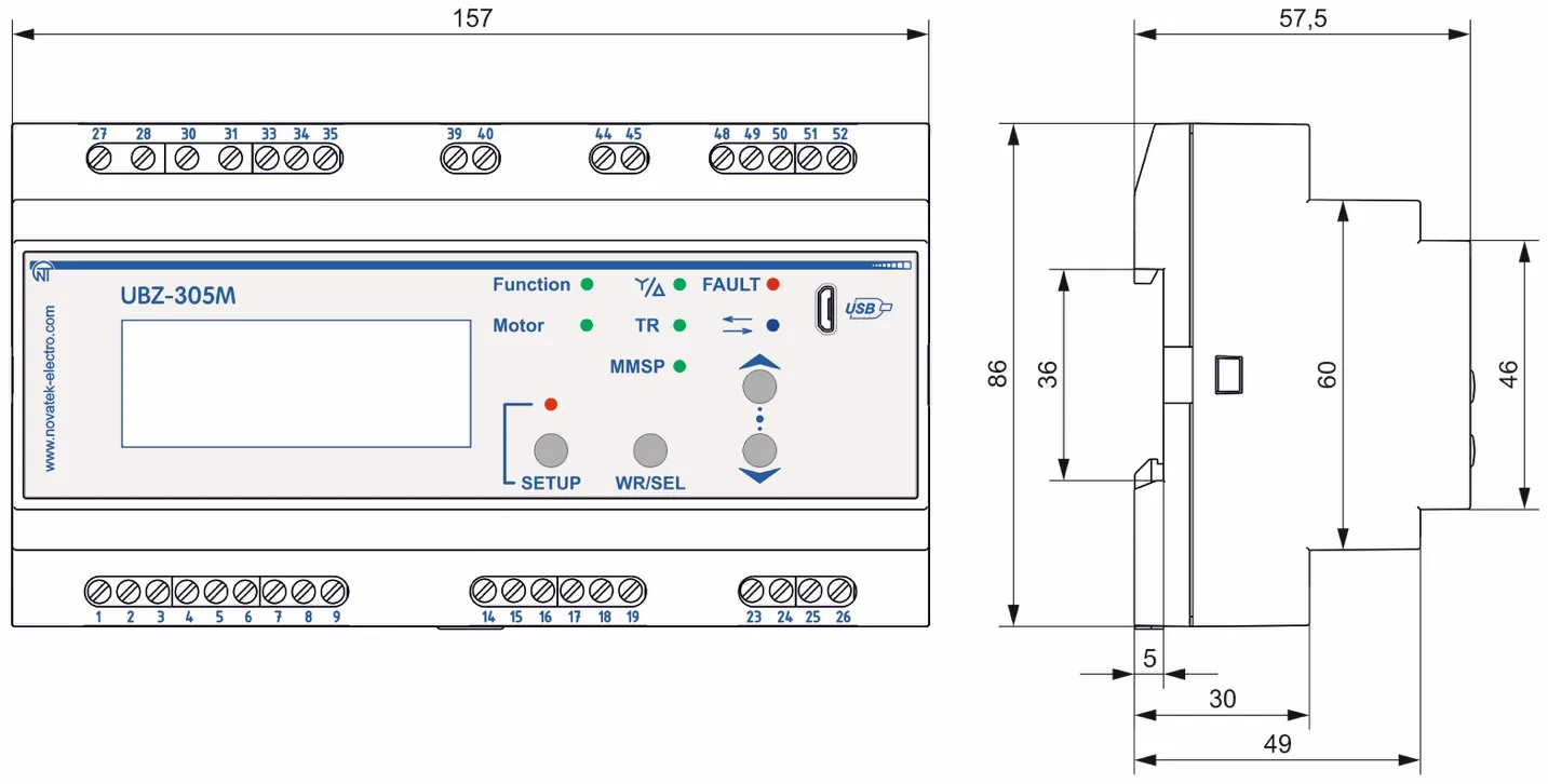 UBZ-305M Overall Dimensions
