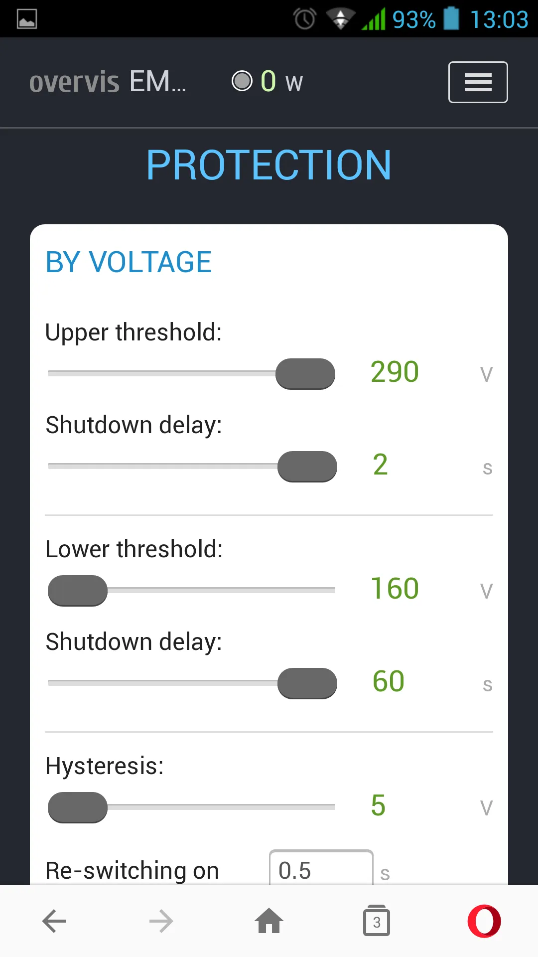 Protection settings
