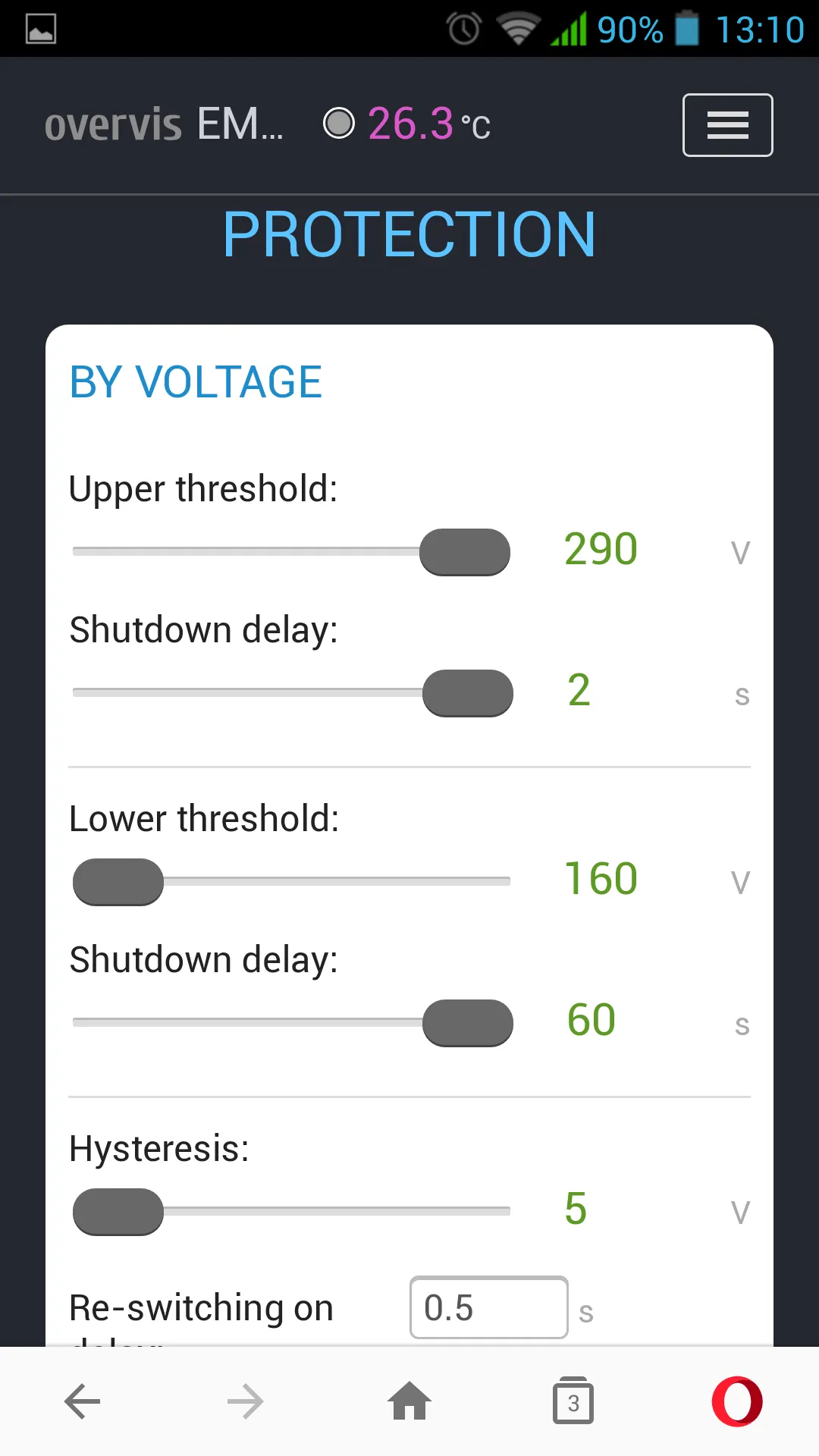 Protection settings