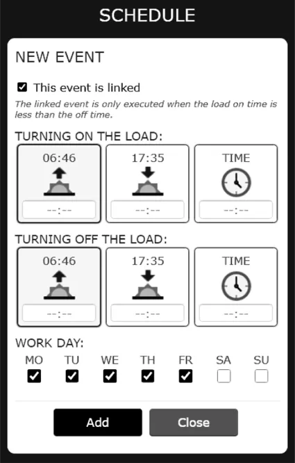 Schedule screen