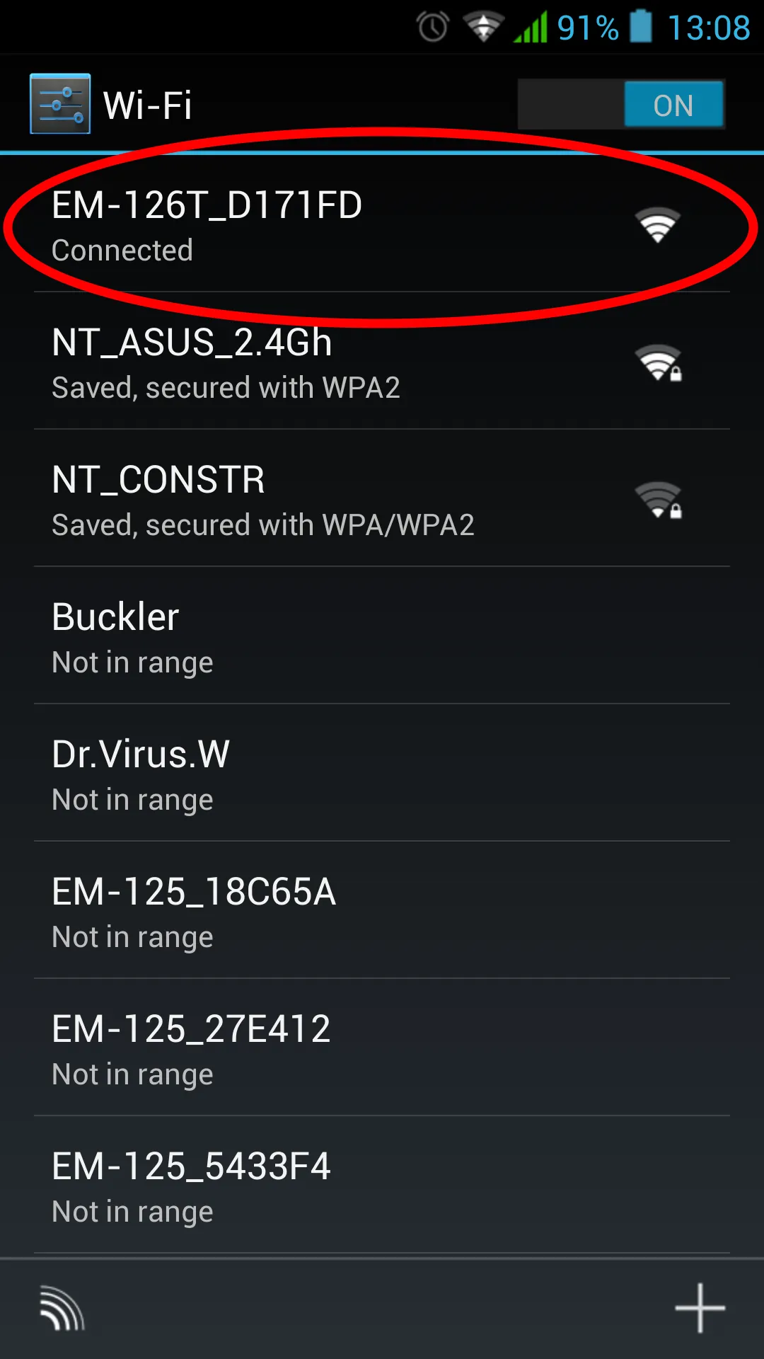 Wi-Fi network list